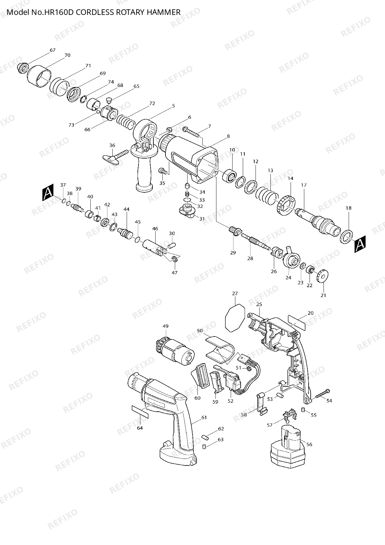 MAKITA HR160D — схема запчастей