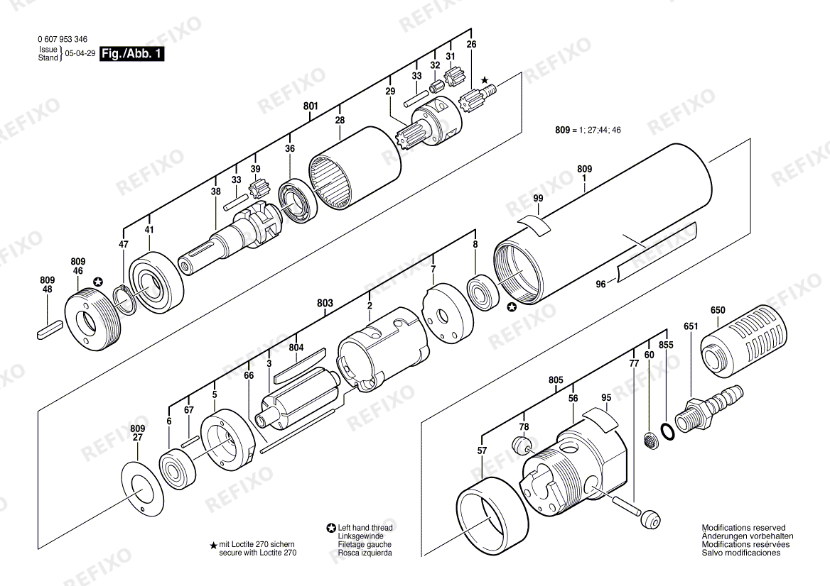 Bosch Einbaumotor 180 WATT-SERIE (0 607 953 346) — схема запчастей