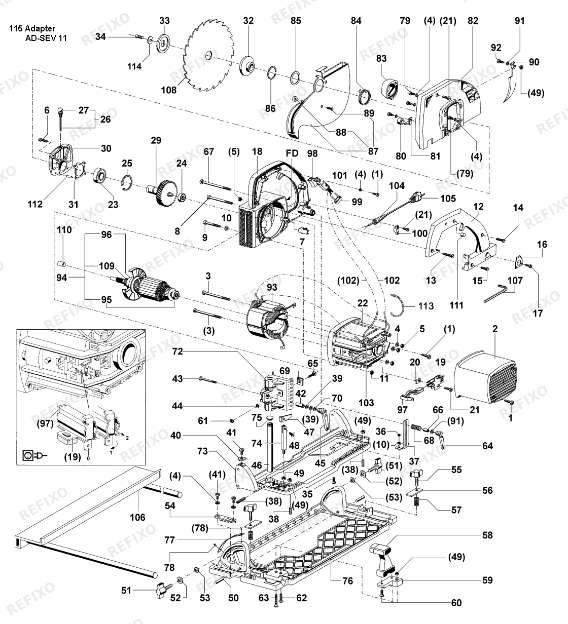 Festool 2128 ручная дисковая пила или CSP 85 PROTOOL — схема запчастей