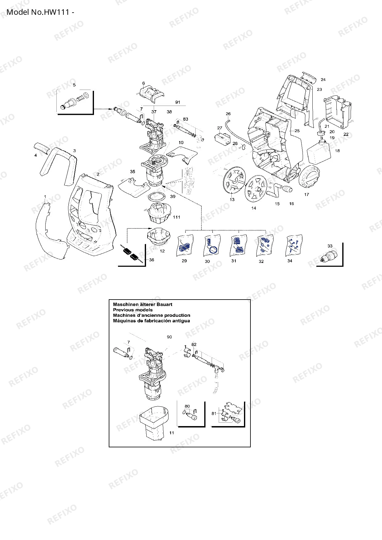 MAKITA HW111 — схема запчастей