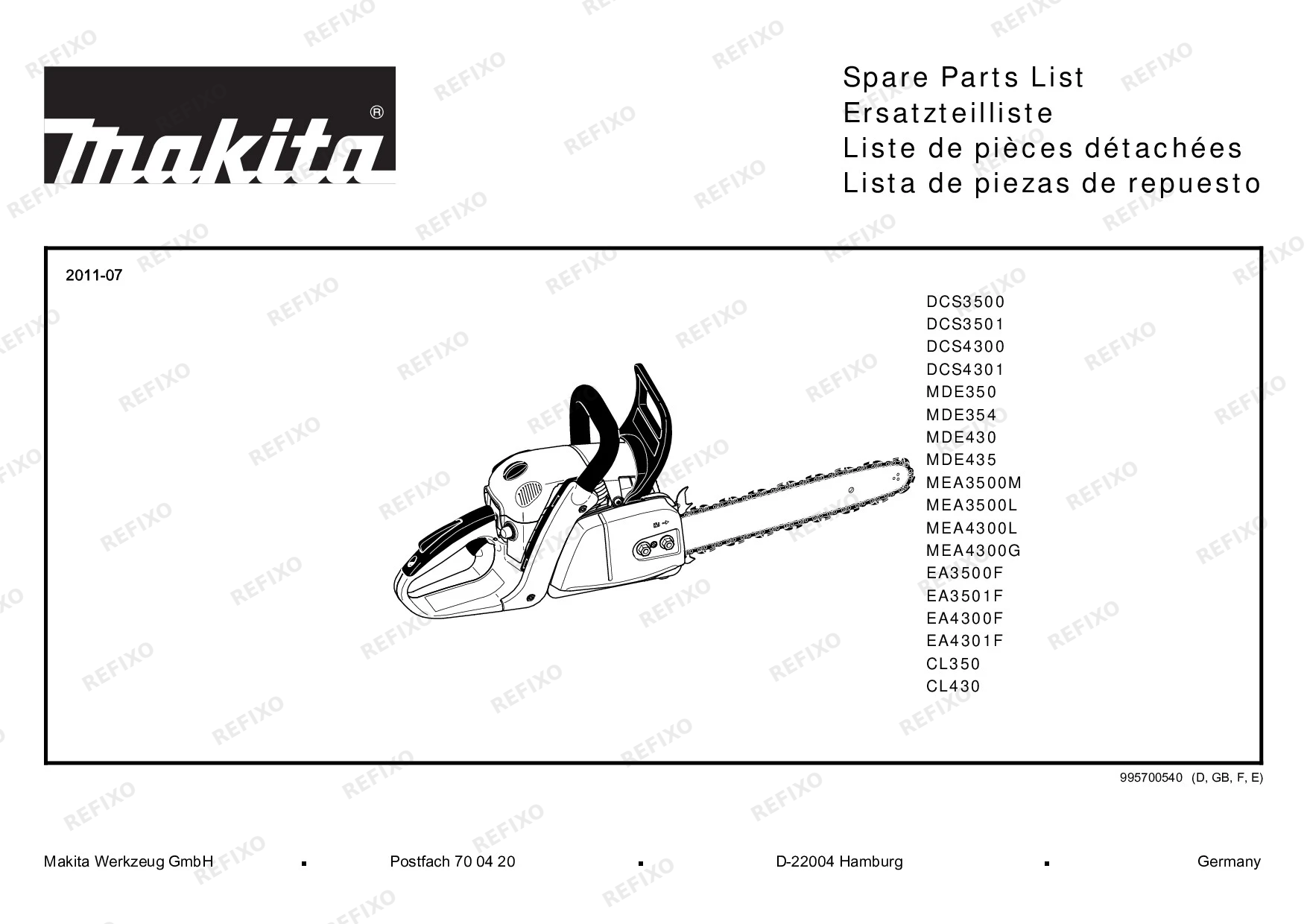 MAKITA EA3501F — схема запчастей