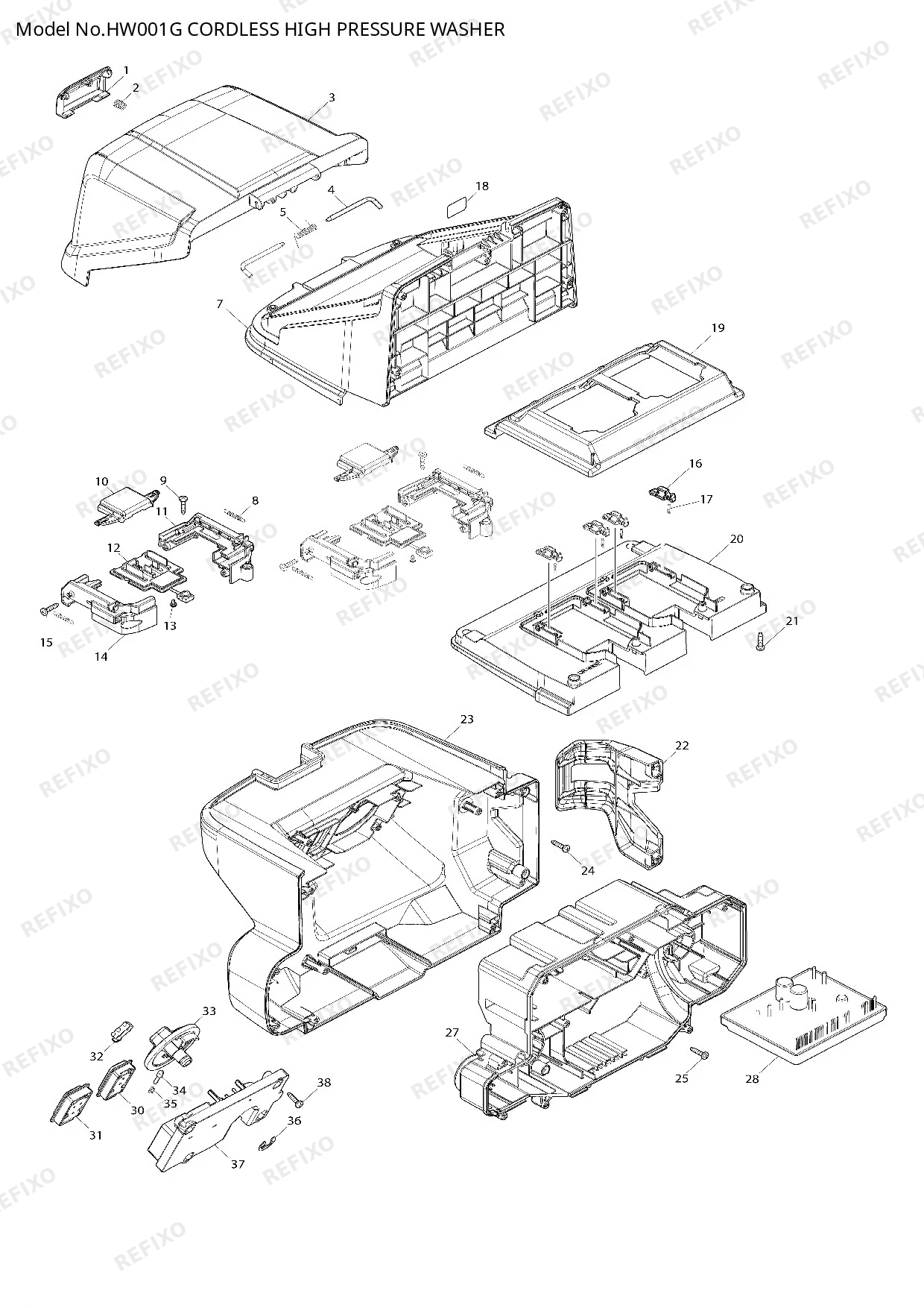 MAKITA HW001G — схема запчастей