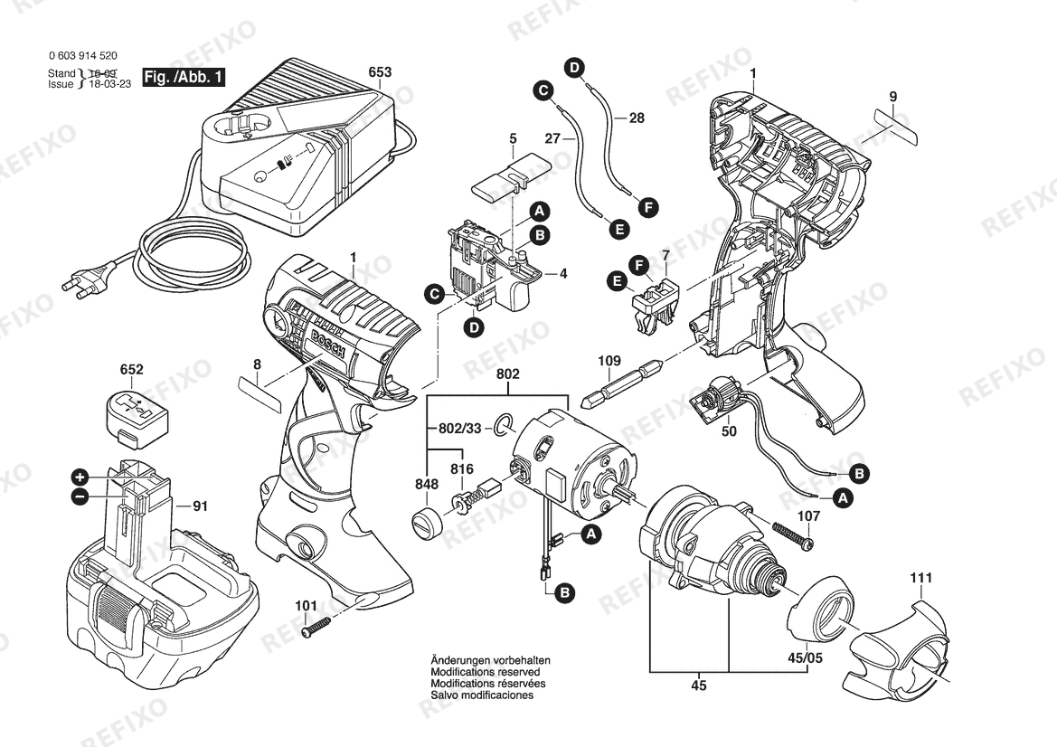 Bosch Аккумуляторный - шуруповёрт PDR 14,4 V | 14.4 V | 006 - JP (3 603 J14 450) — схема запчастей
