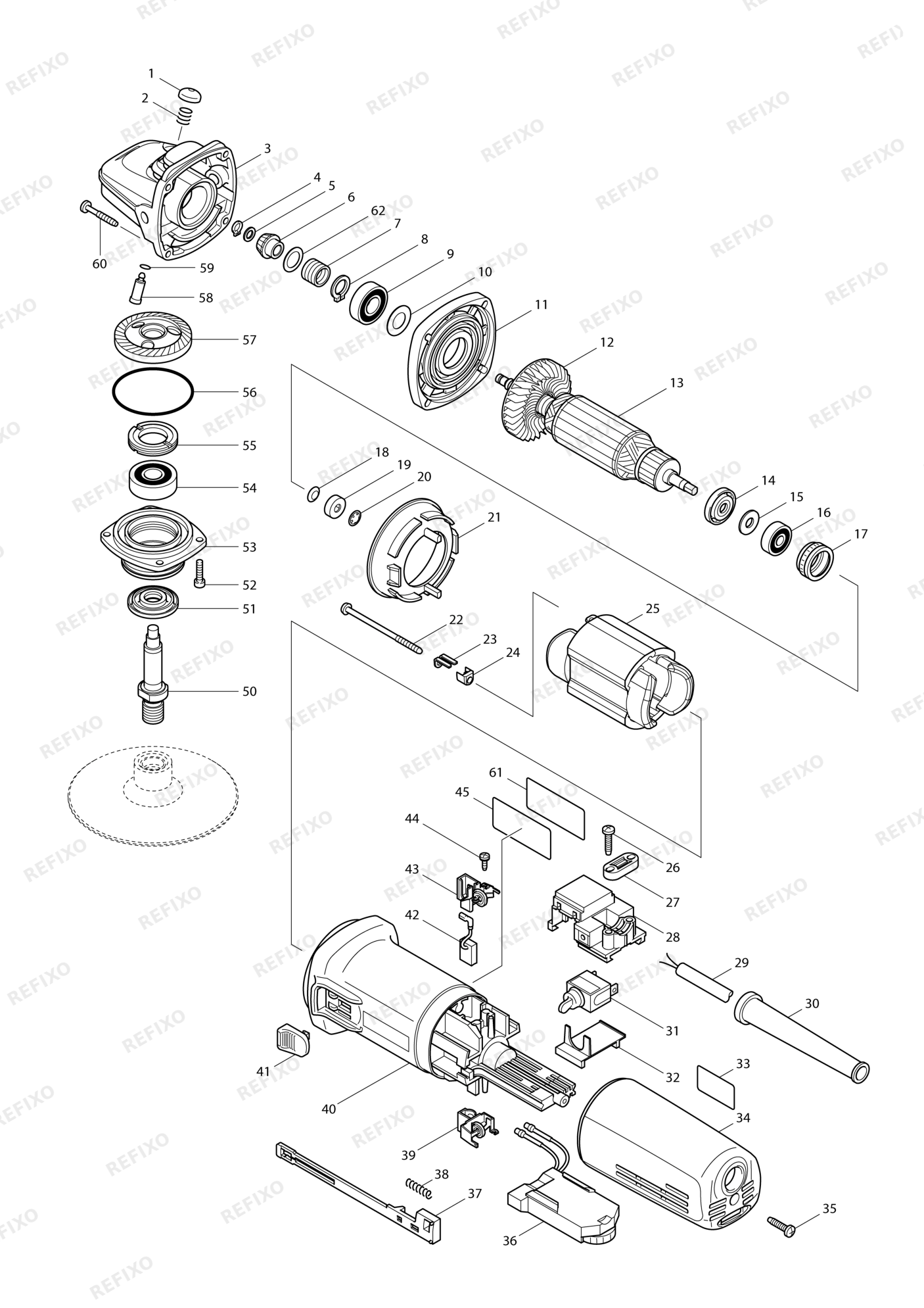 MAKITA 9565CLR — схема запчастей