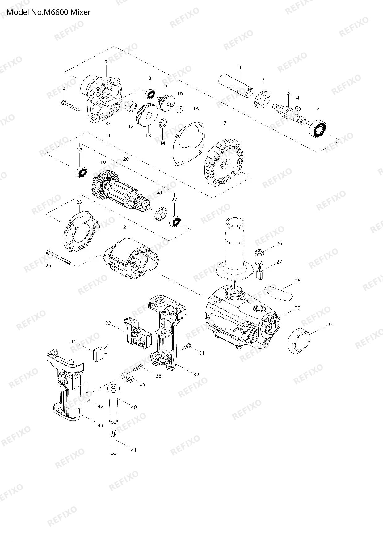 MAKITA M6600 — схема запчастей