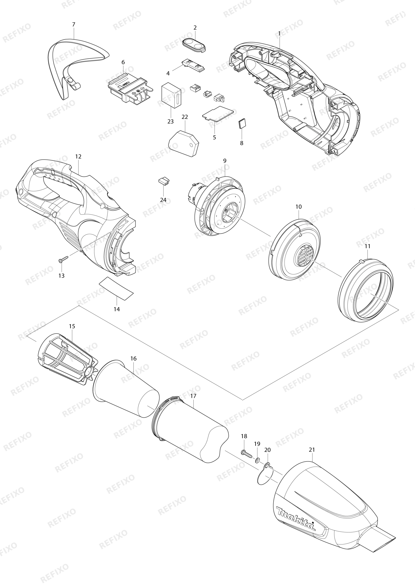 MAKITA DCL181F — схема запчастей