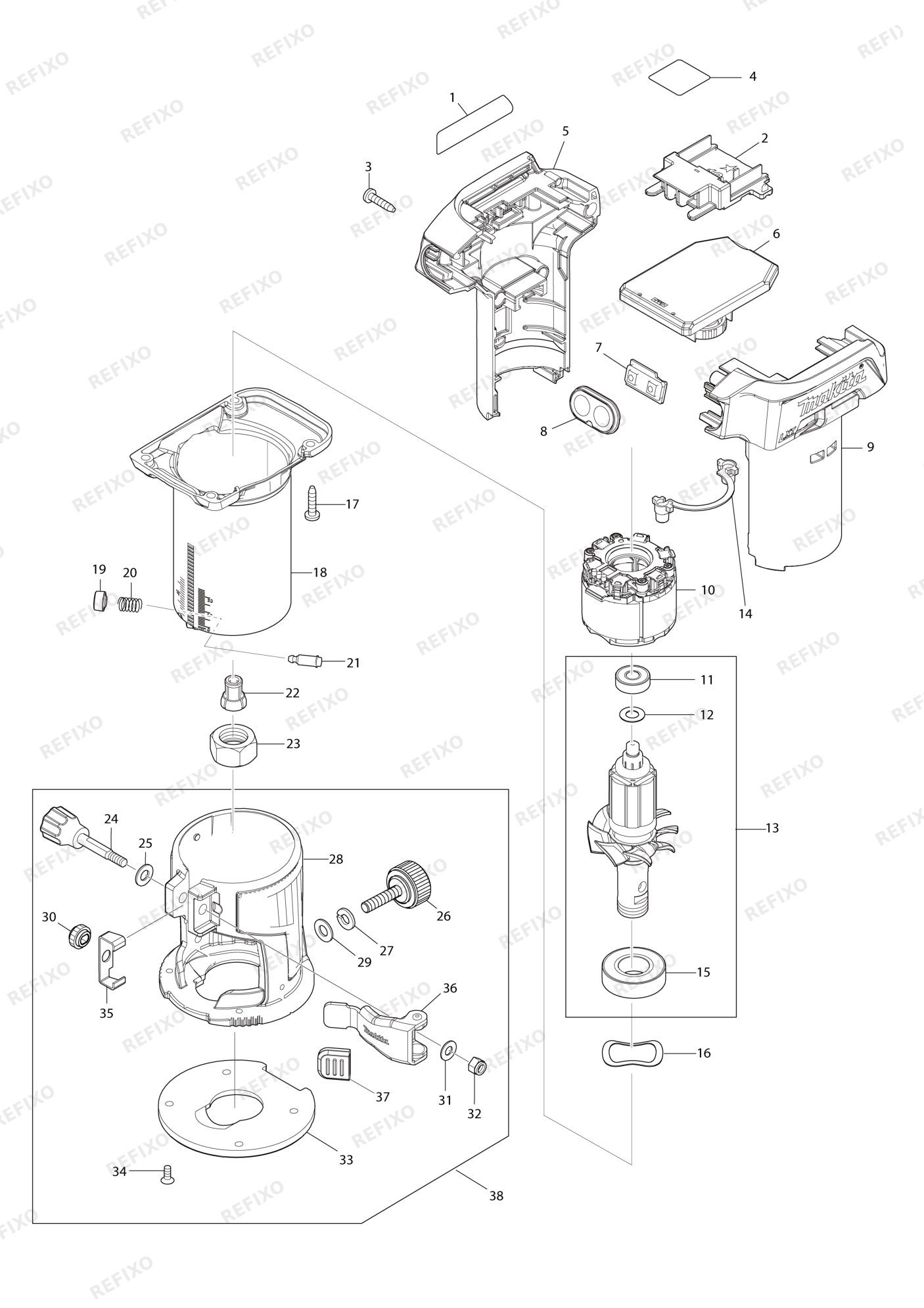 MAKITA DRT50 — схема запчастей