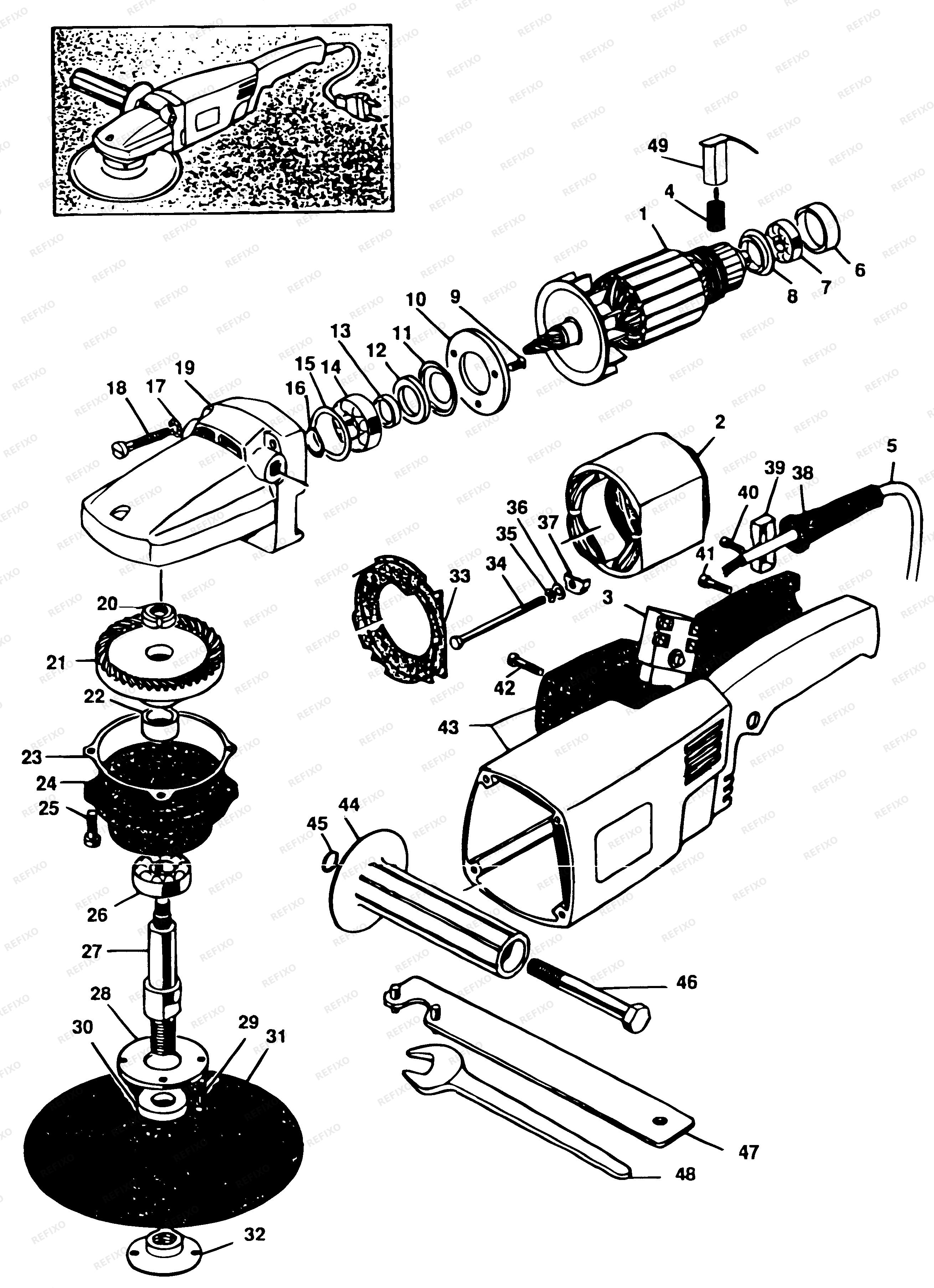 Black&Decker ПОЛИРОВАЛЬНЫЙ СТАНОК 6139 — схема запчастей
