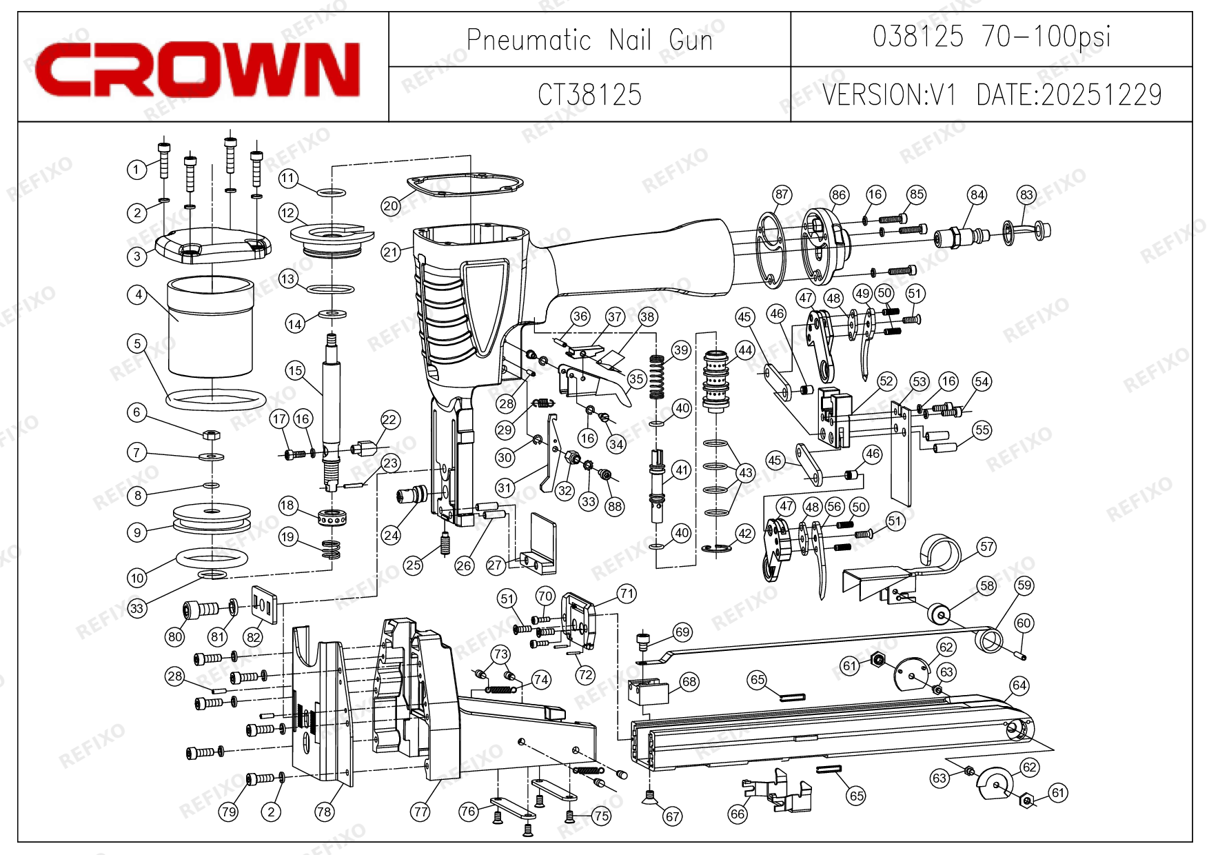 CROWN CT38125 — схема запчастей