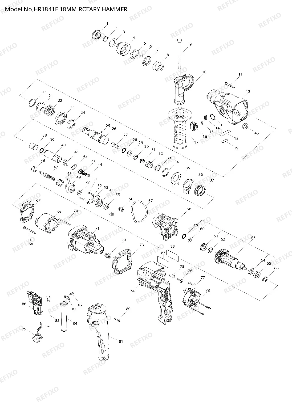 MAKITA HR1841F — схема запчастей
