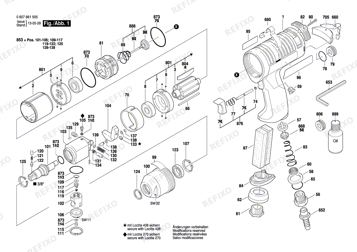 Bosch Impulsschrauber 250 WATT-SERIE (0 607 661 505) — схема запчастей