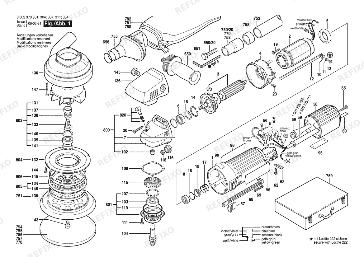Bosch Эксцентриковая шлифмашина Hex 5265/150 (0 602 370 311) — схема запчастей