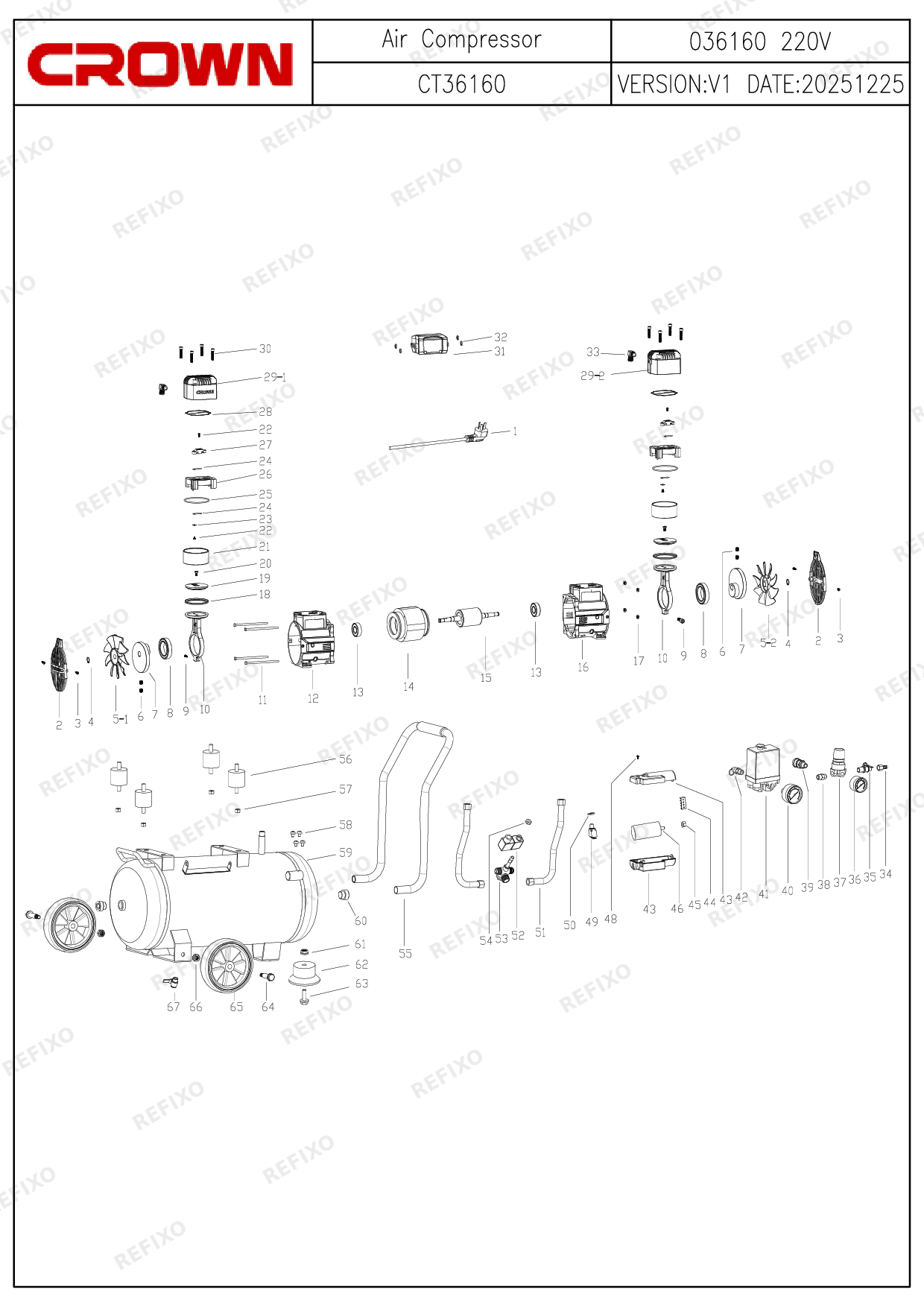 CROWN CT36160 — схема запчастей