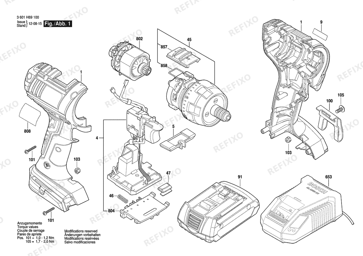 Bosch Аккумуляторный шуруповёрт GSR 18 V-LI HX | 18 V | 001 - EU (3 601 H69 100) — схема запчастей