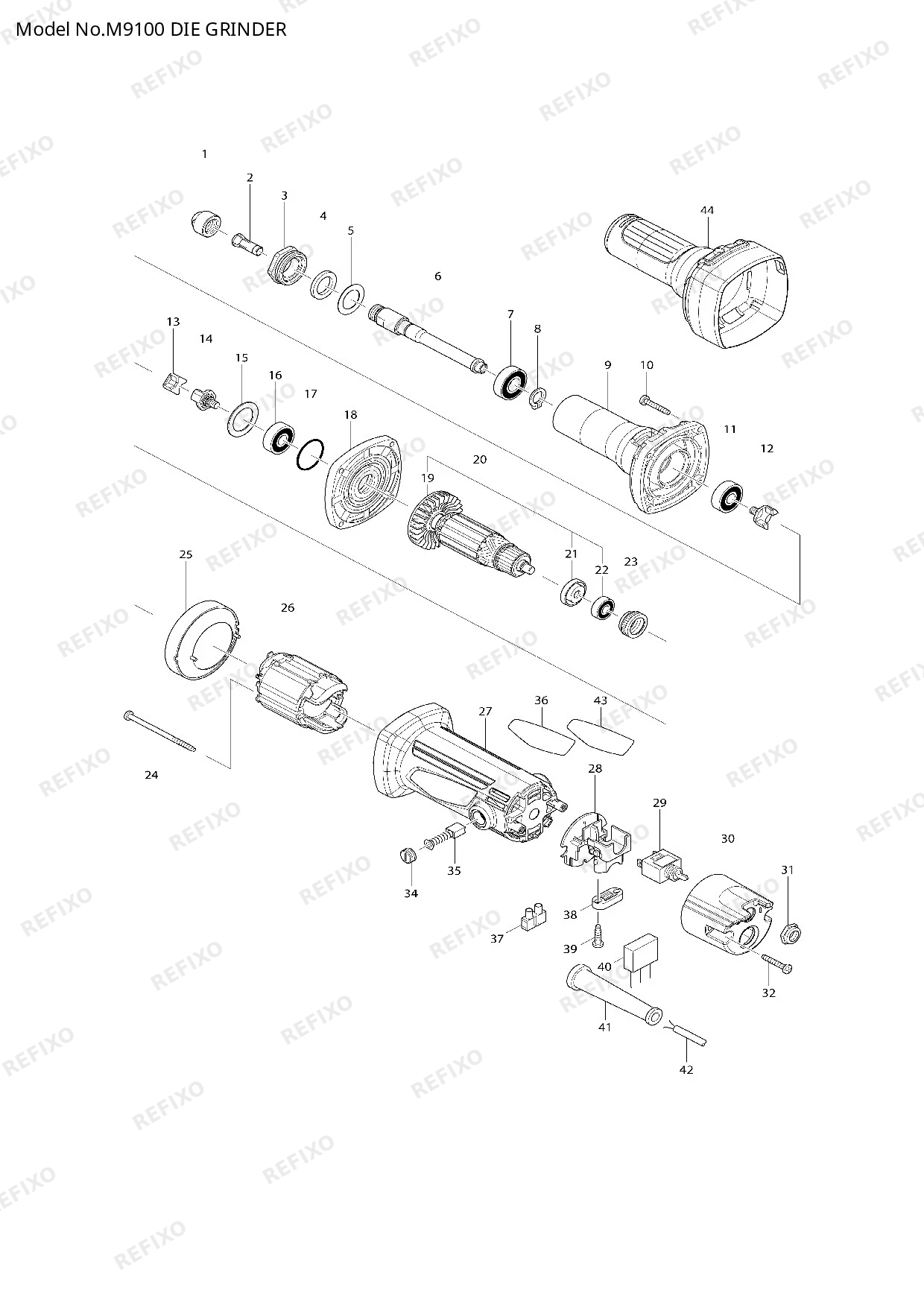 MAKITA M9100 — схема запчастей