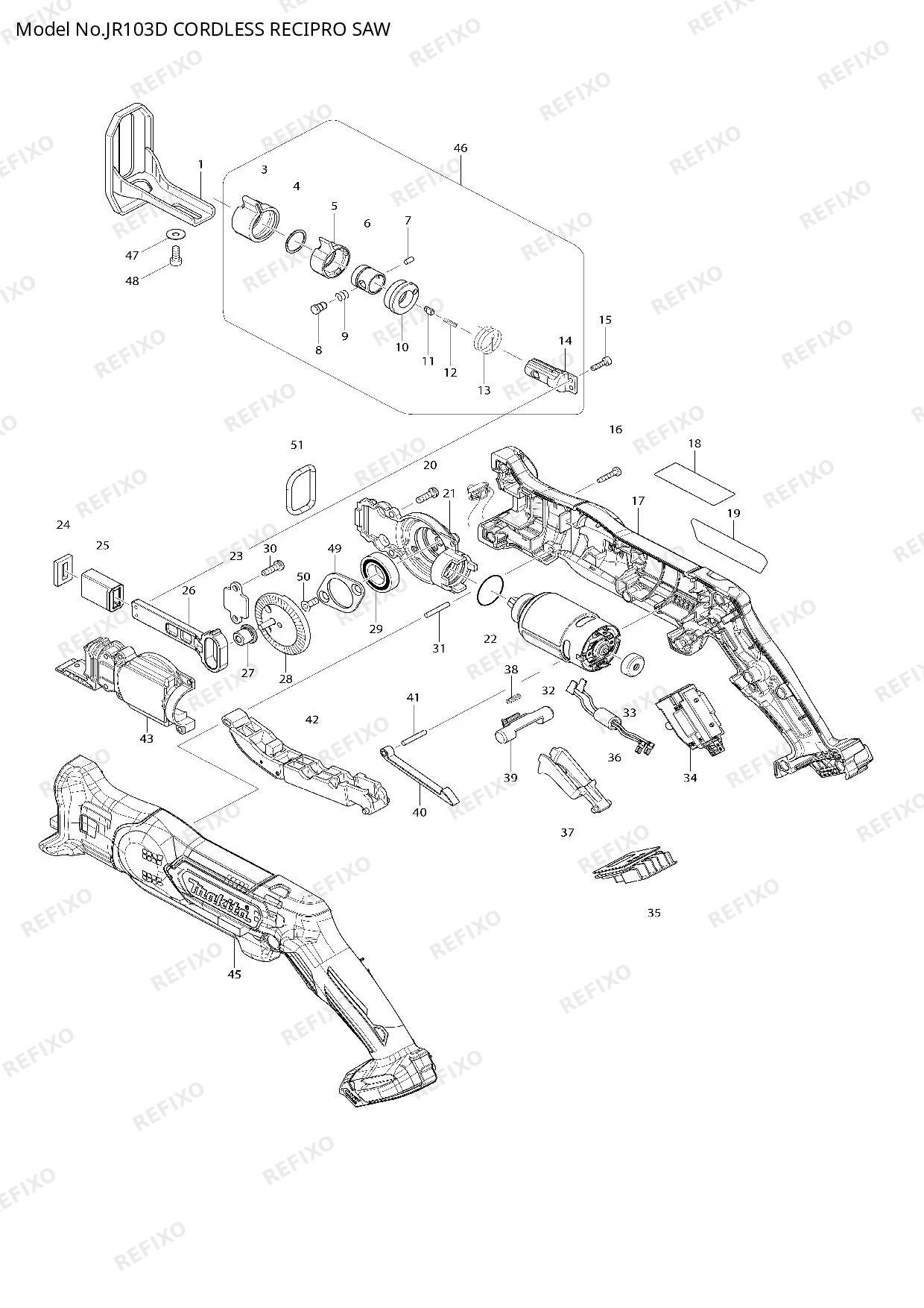 MAKITA JR103D — схема запчастей