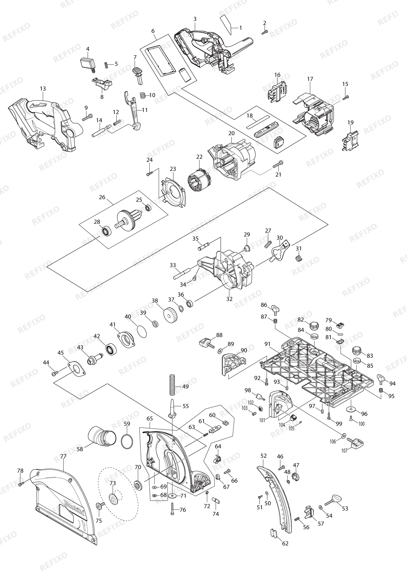 MAKITA DSP600 — схема запчастей