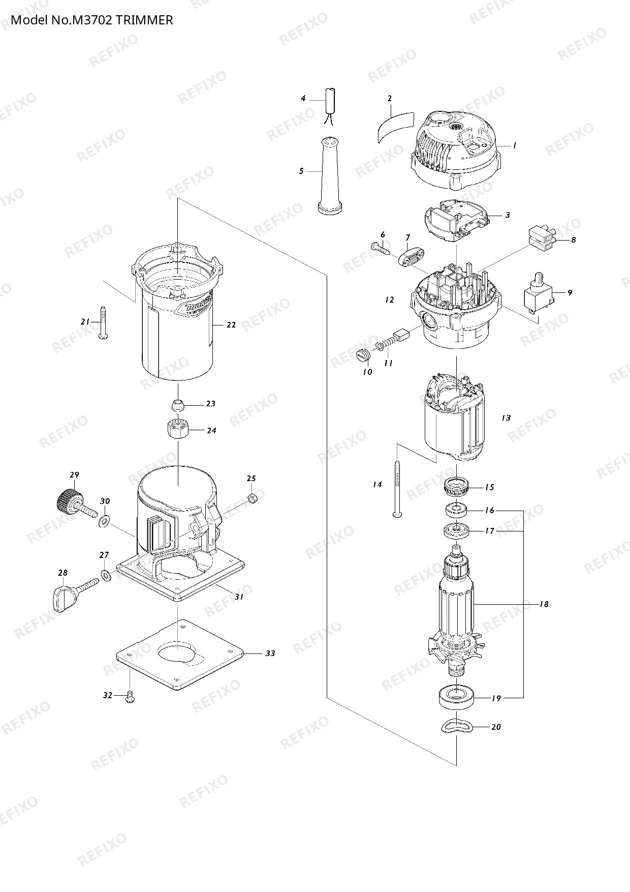 MAKITA M3702 — схема запчастей