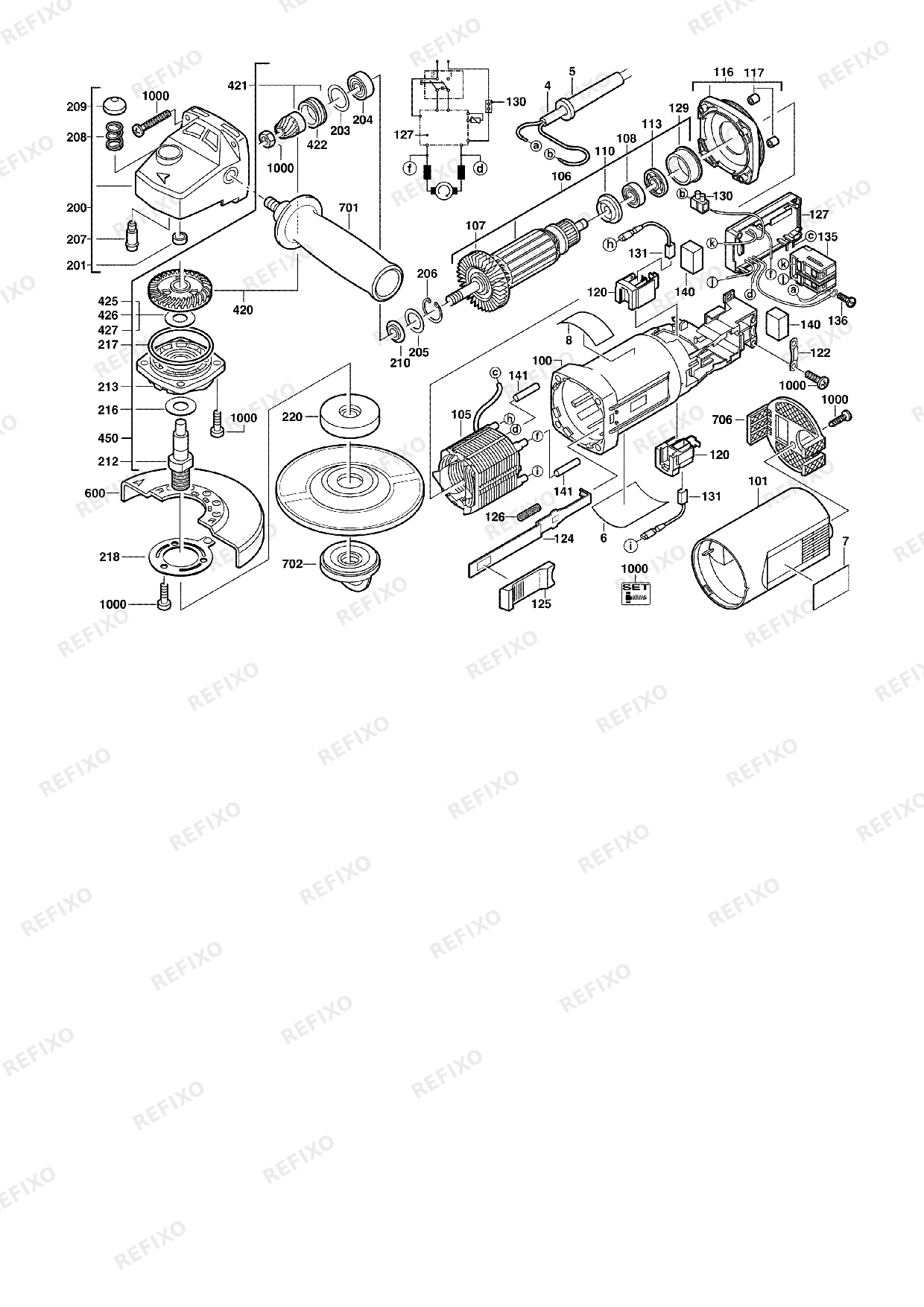 MILWAUKEE AGV15 125XC 4933407490 4000407491 — схема запчастей