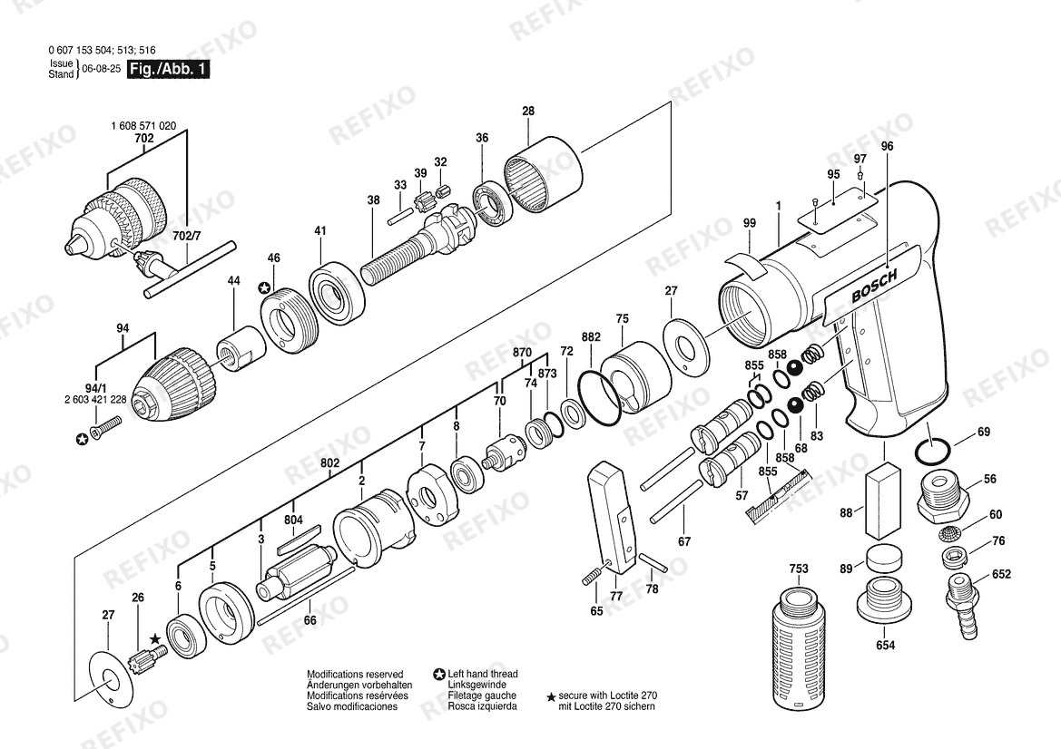 Bosch Pw- дрель -Ind 180 WATT-SERIE (0 607 153 504) — схема запчастей
