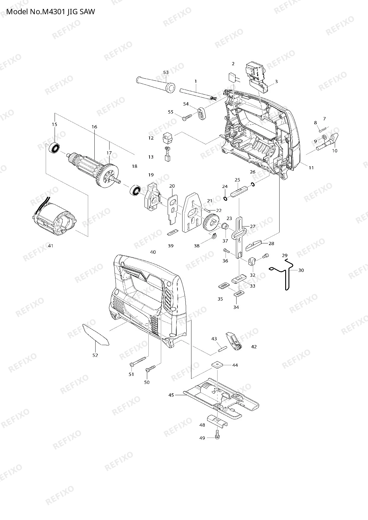MAKITA M4301 — схема запчастей