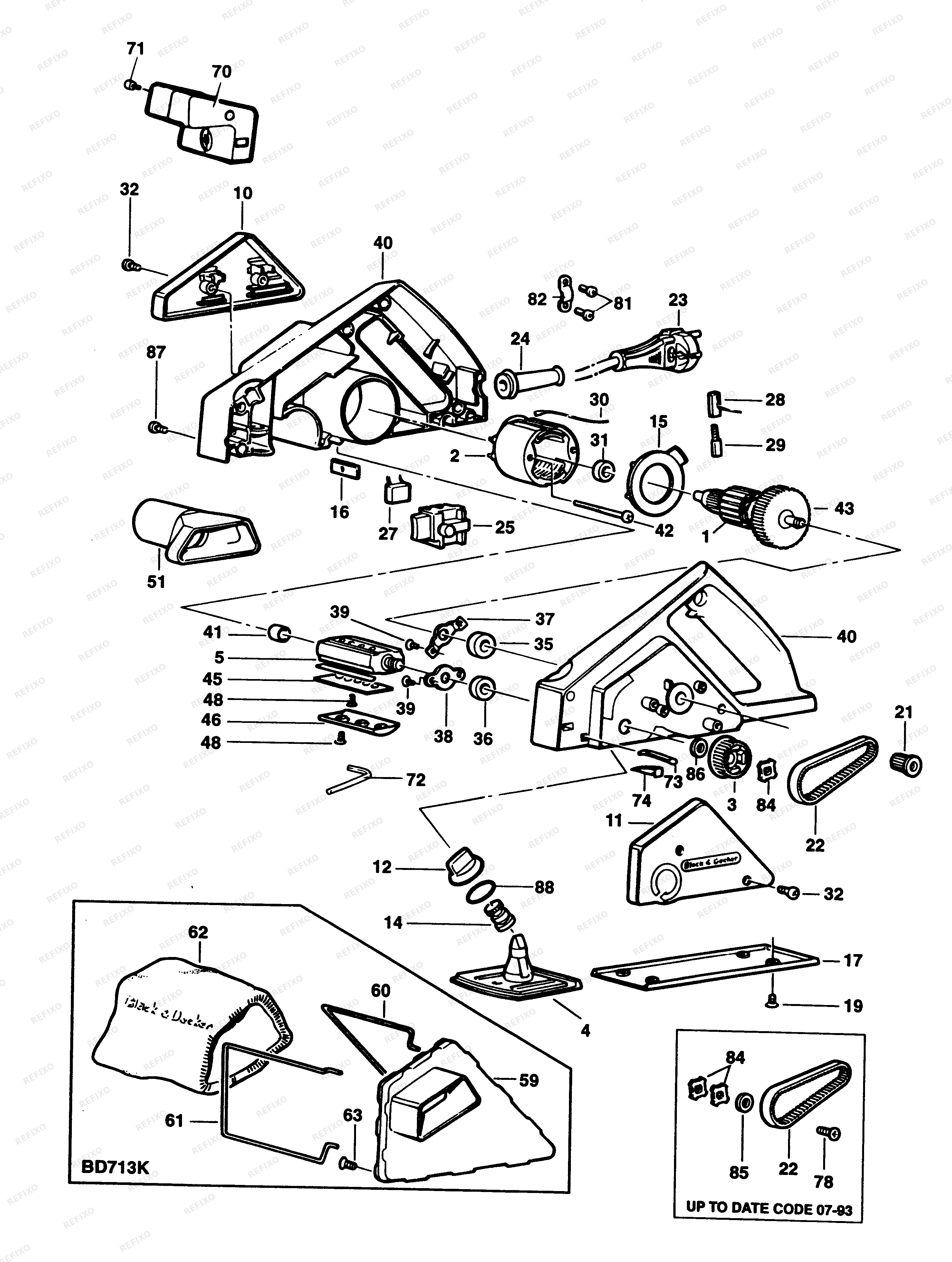 Black&Decker РУБАНОК BD713K — схема запчастей