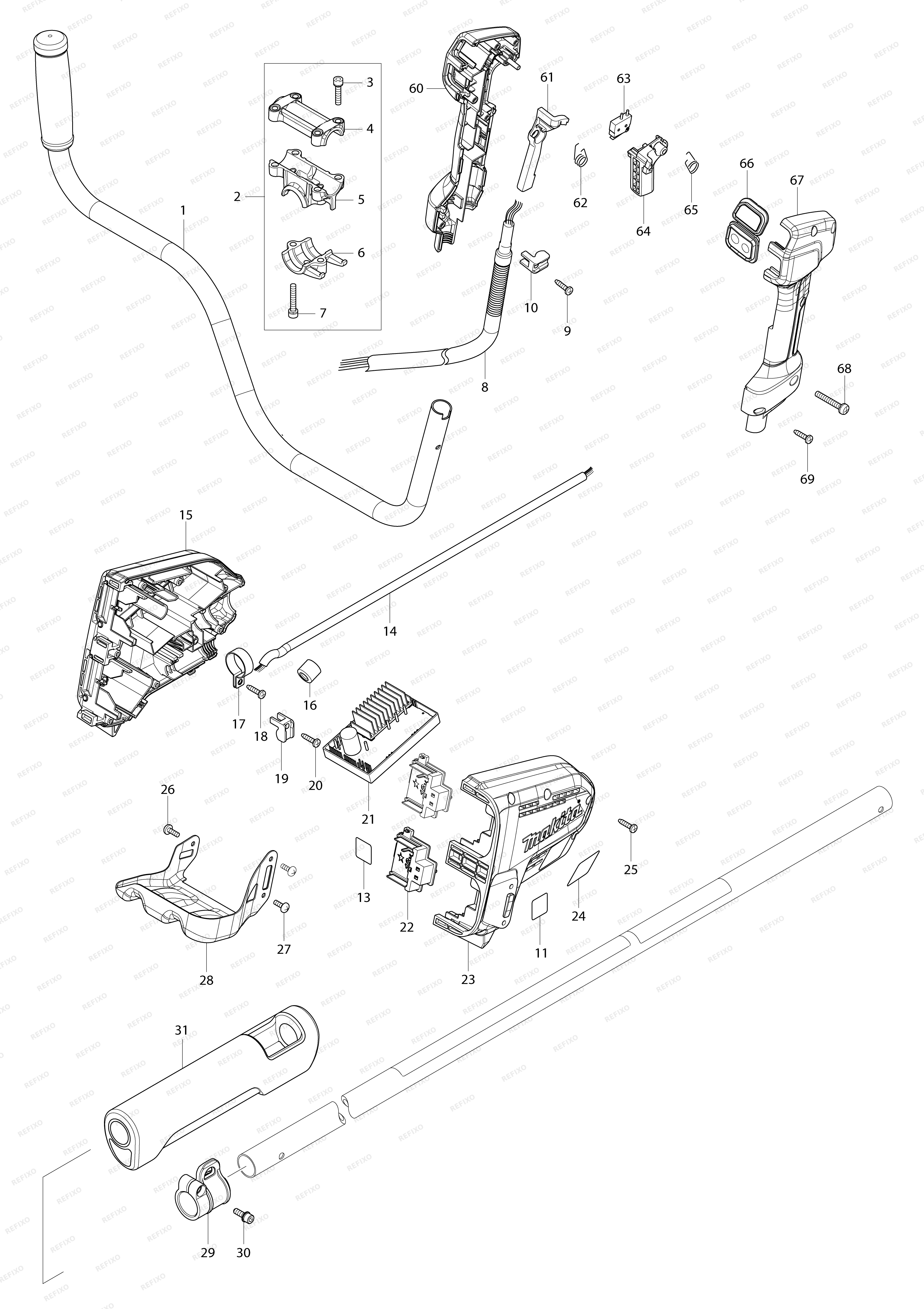 MAKITA DUR368A — схема запчастей