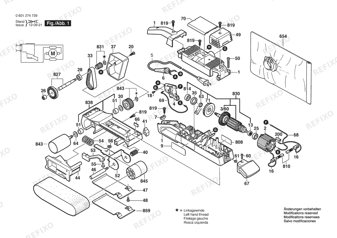 Bosch Ленточная шлифмашина GBS 75 AE | 115 V (0 601 274 771) — схема запчастей
