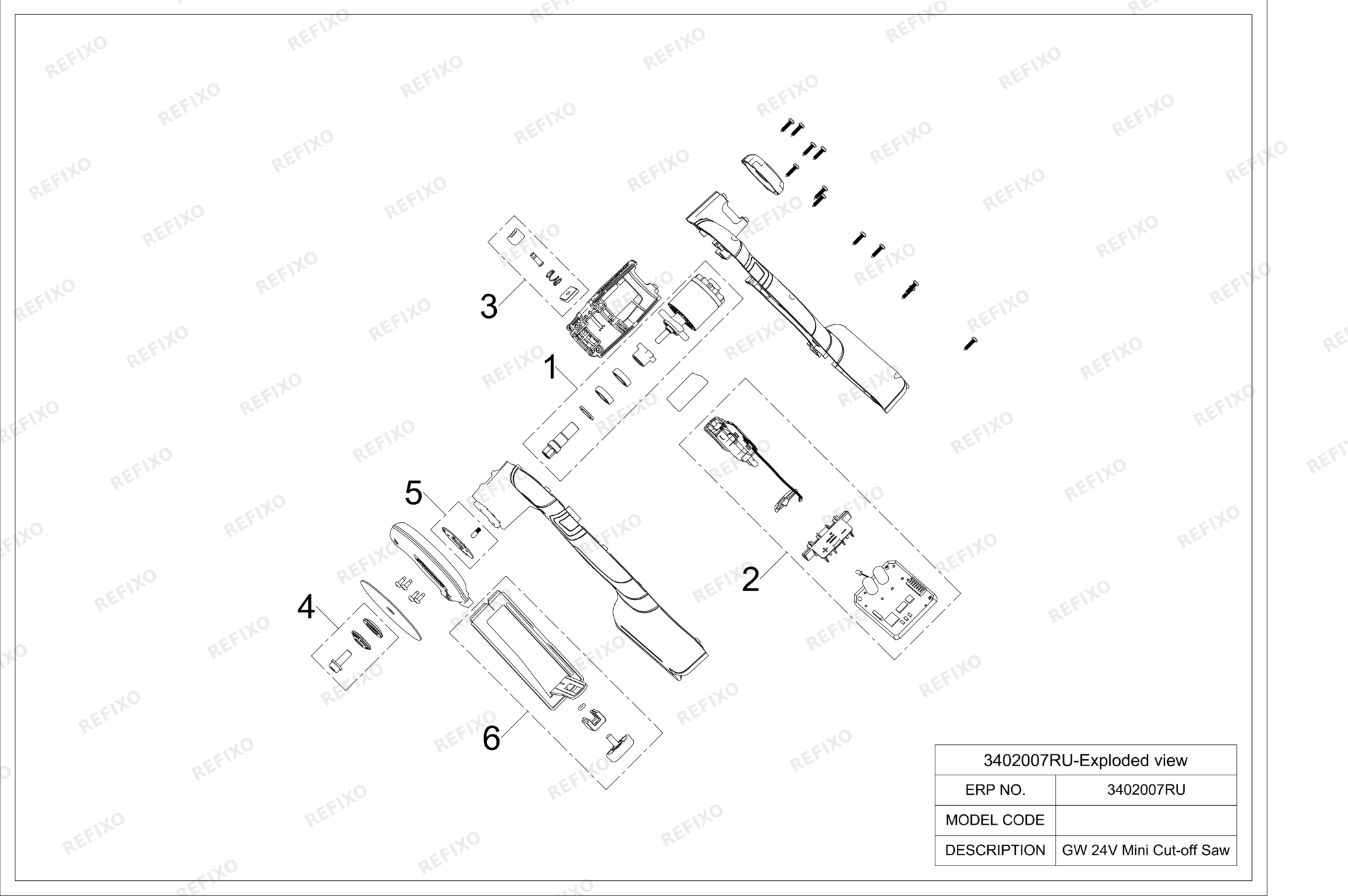 Greenworks 3402007RU-Exploded view — схема запчастей