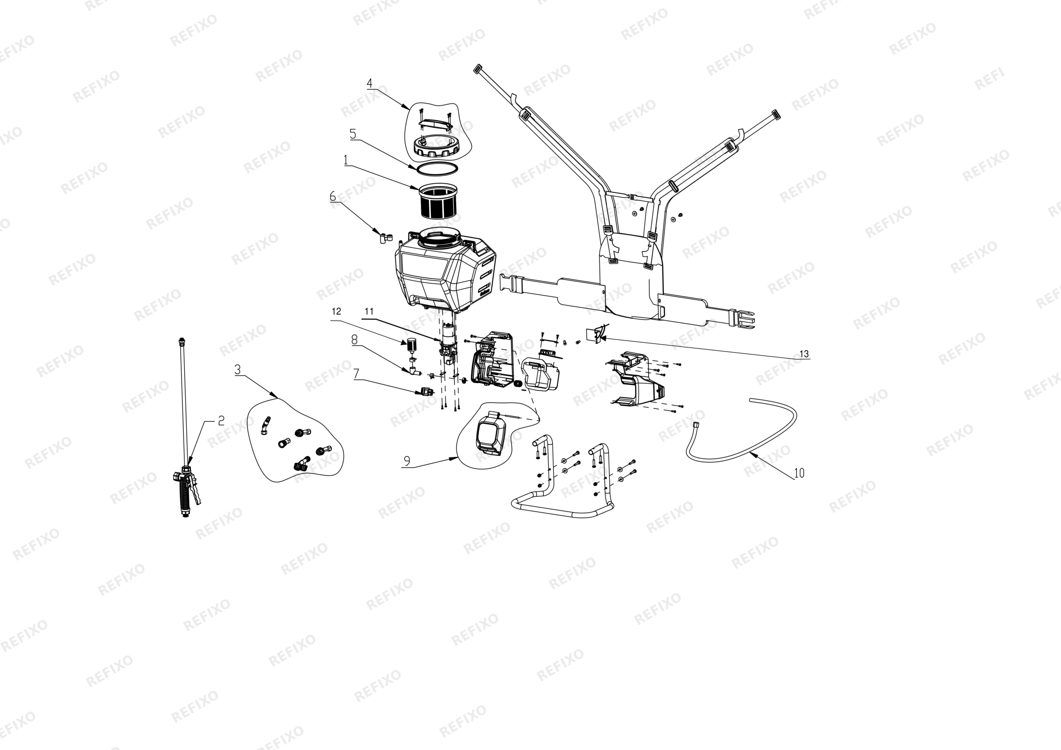 Greenworks 5300307 Exploded-View — схема запчастей