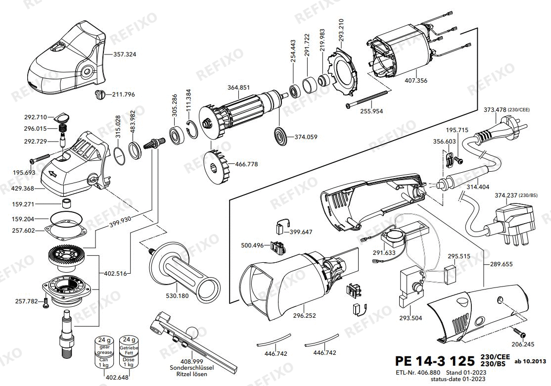 Flex PE 14-3 125 230BS — схема запчастей