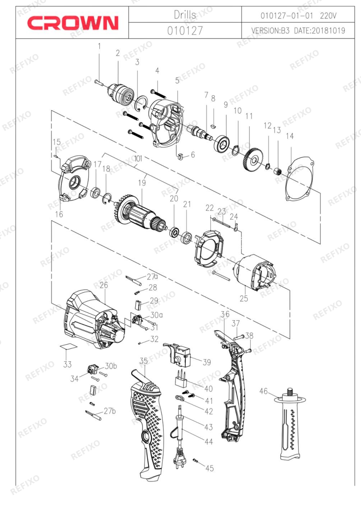 CROWN CT10127 13C — схема запчастей