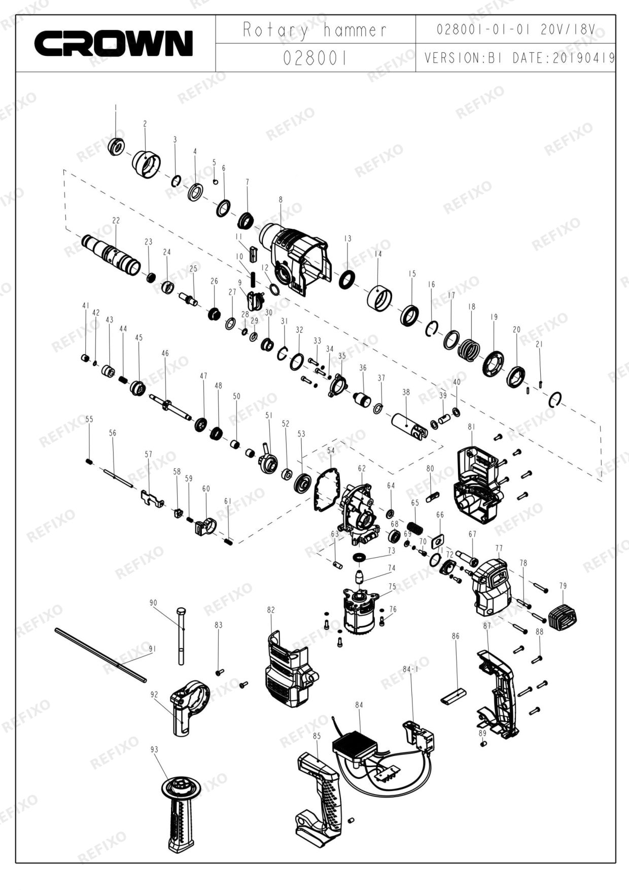 CROWN CT28001HX (с с.н.220...) — схема запчастей