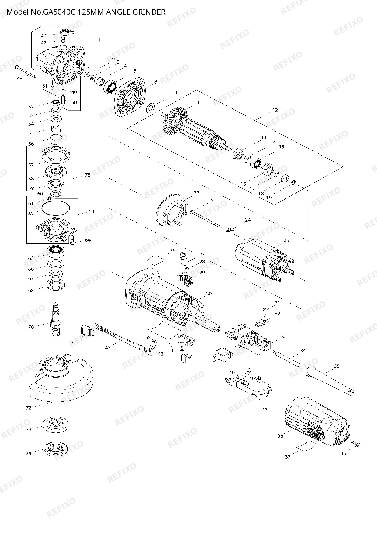 MAKITA GA5040C — схема запчастей