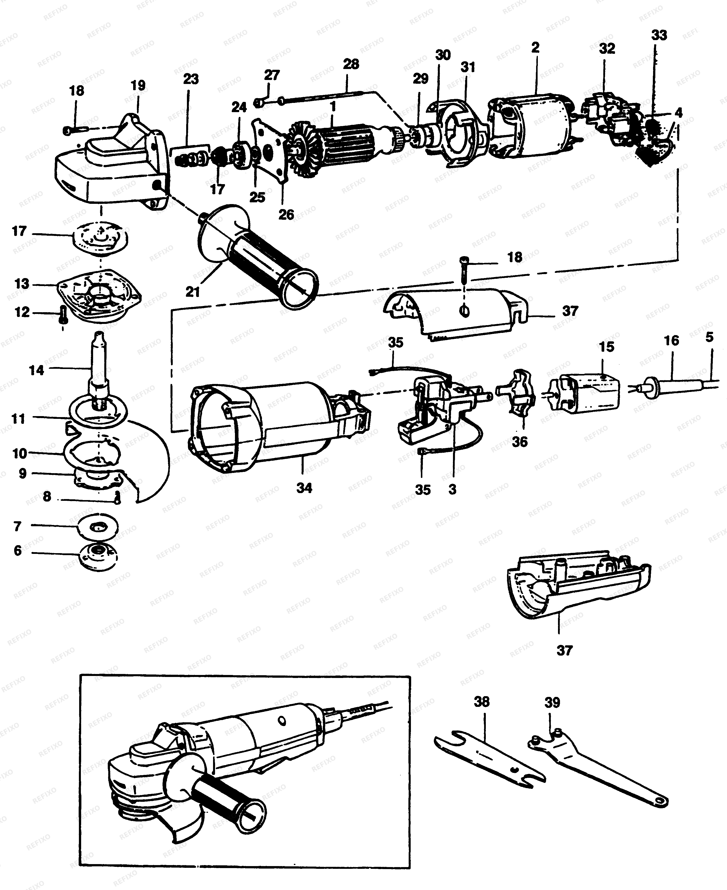 Black&Decker ШЛИФОВАЛЬНЫЙ СТАНОК P5416 — схема запчастей