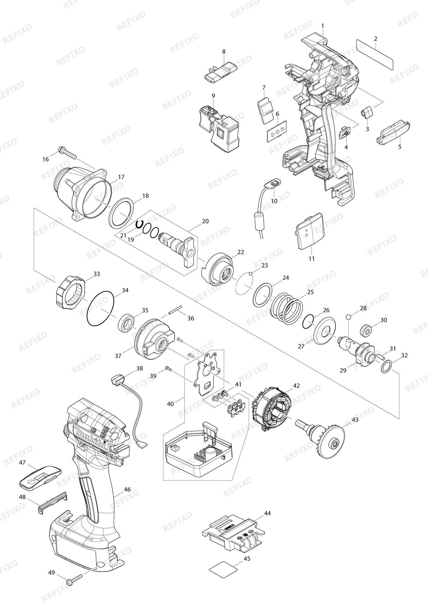 MAKITA DTWA070 — схема запчастей