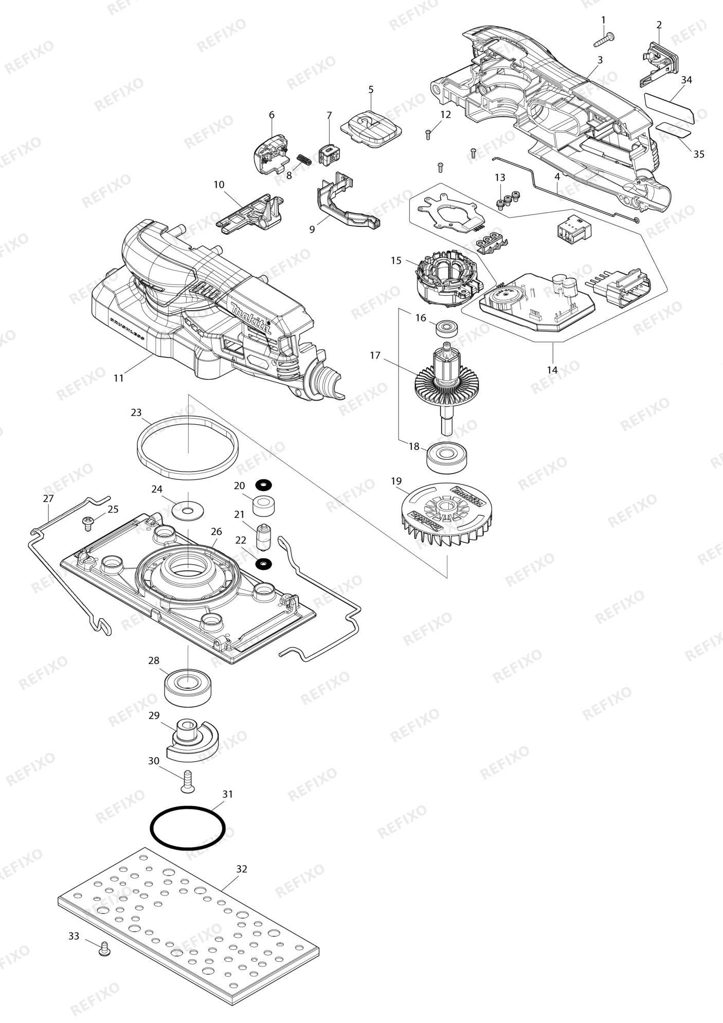MAKITA BO007CG — схема запчастей