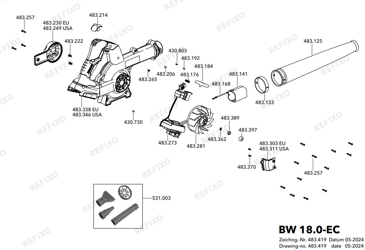 Flex BW 18.0-EC — схема запчастей