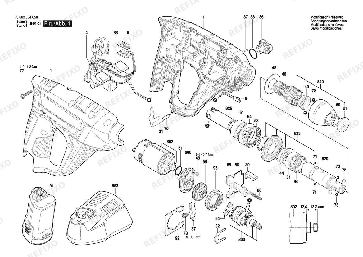 Bosch Аккумуляторный - перфоратор Uneo 10,8 LI | 10.8 V | 006 - JP (3 603 J84 050) — схема запчастей