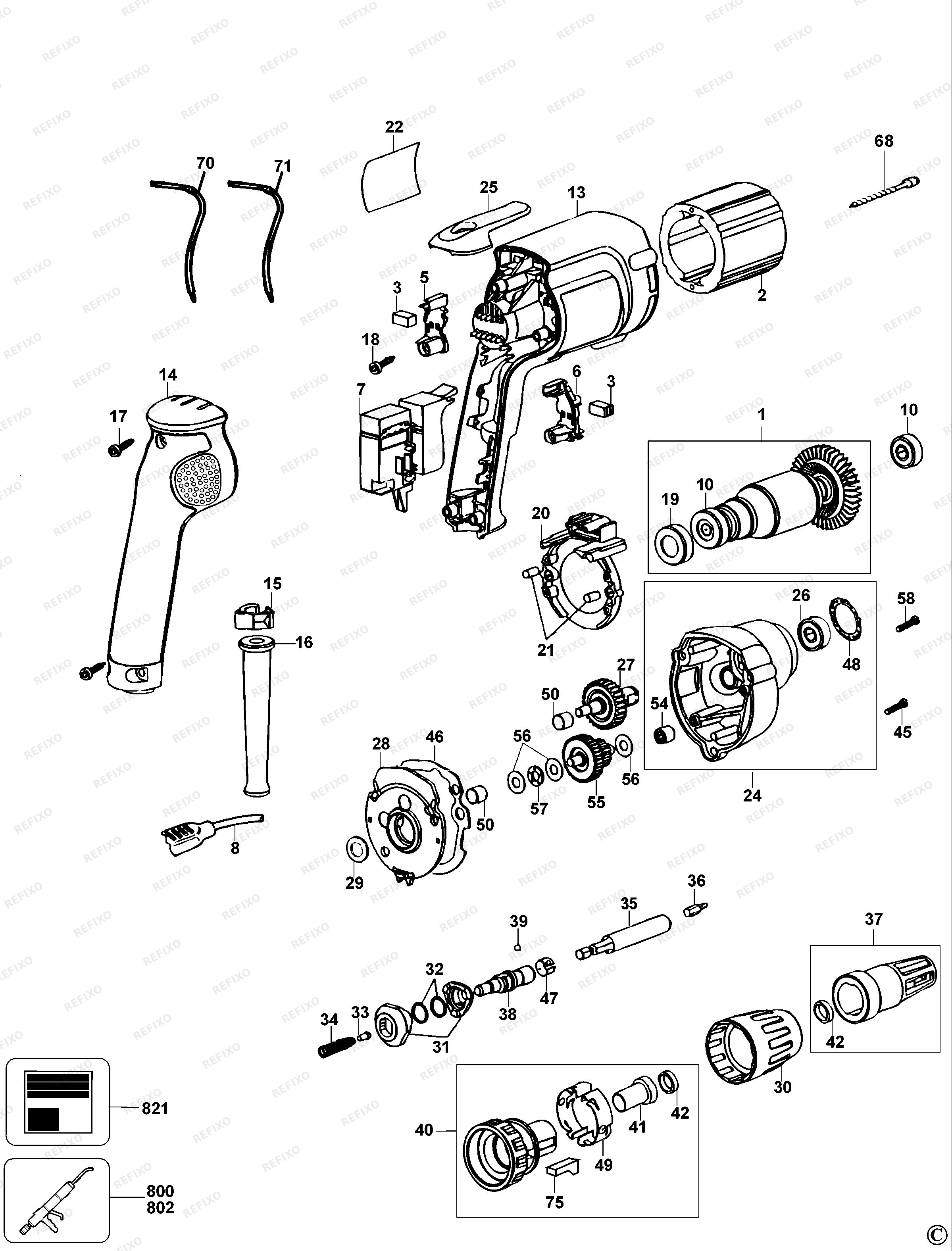 DeWalt ОТВЁРТКА DW257 — схема запчастей