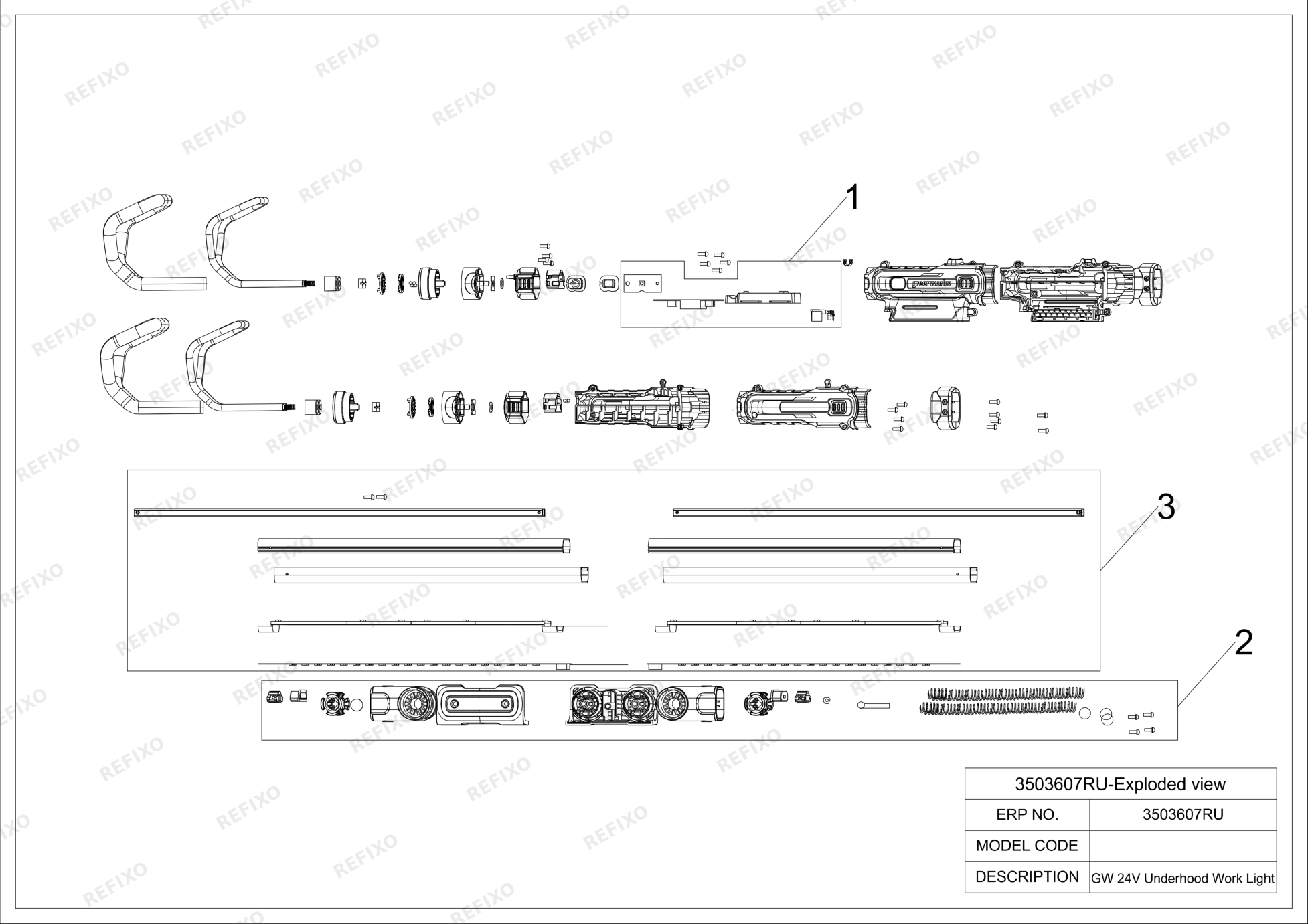 Greenworks 3503607RU -Exploded view — схема запчастей
