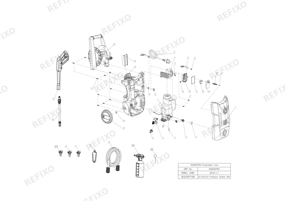 Greenworks 5106507-Exploded weiv — схема запчастей