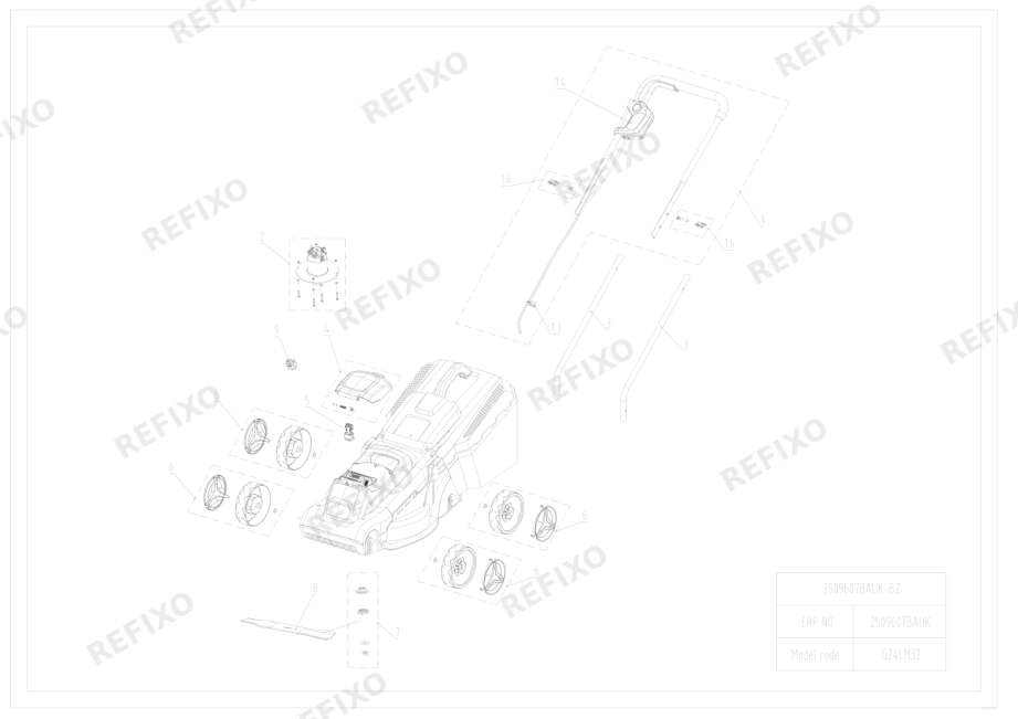 Greenworks 2509607-Exploded view RU — схема запчастей