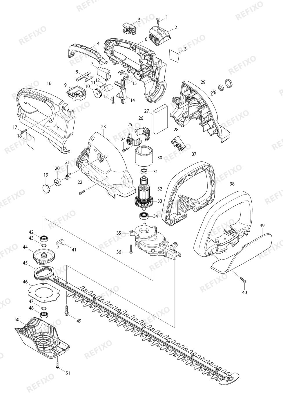 MAKITA AH3665 — схема запчастей