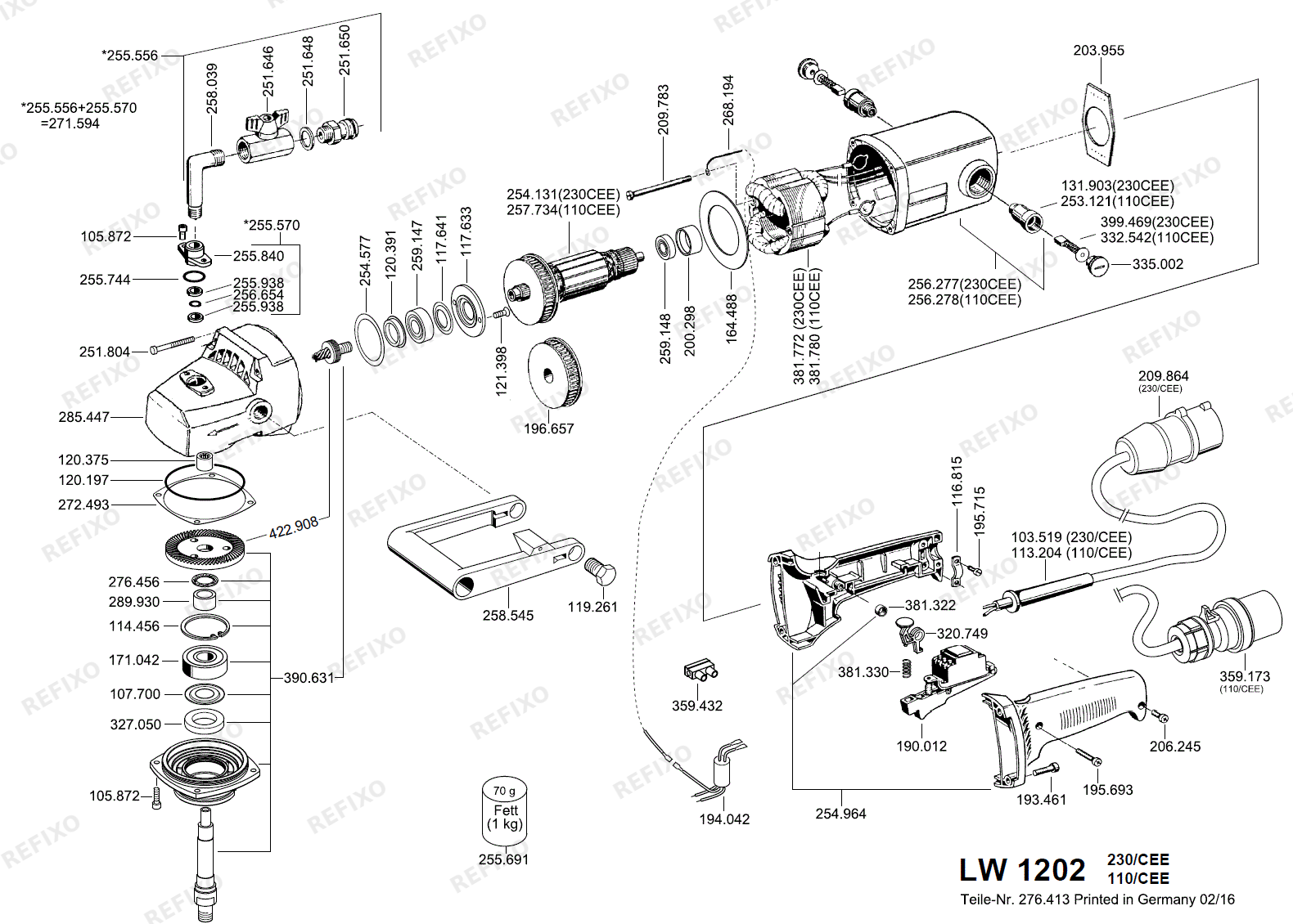 Flex LW 1202 230CEE nach 01.05.2009 LW1202 — схема запчастей