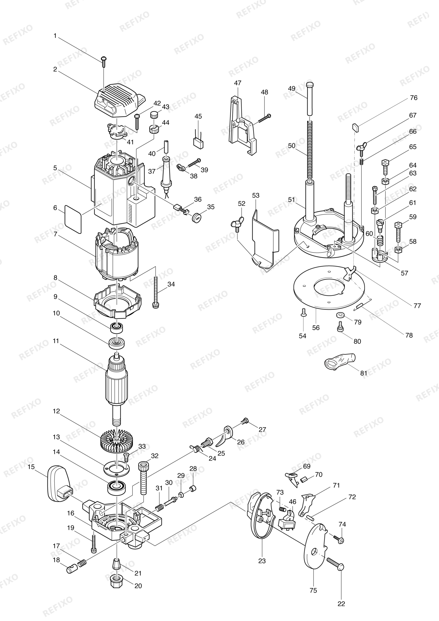 MAKITA 3612 — схема запчастей