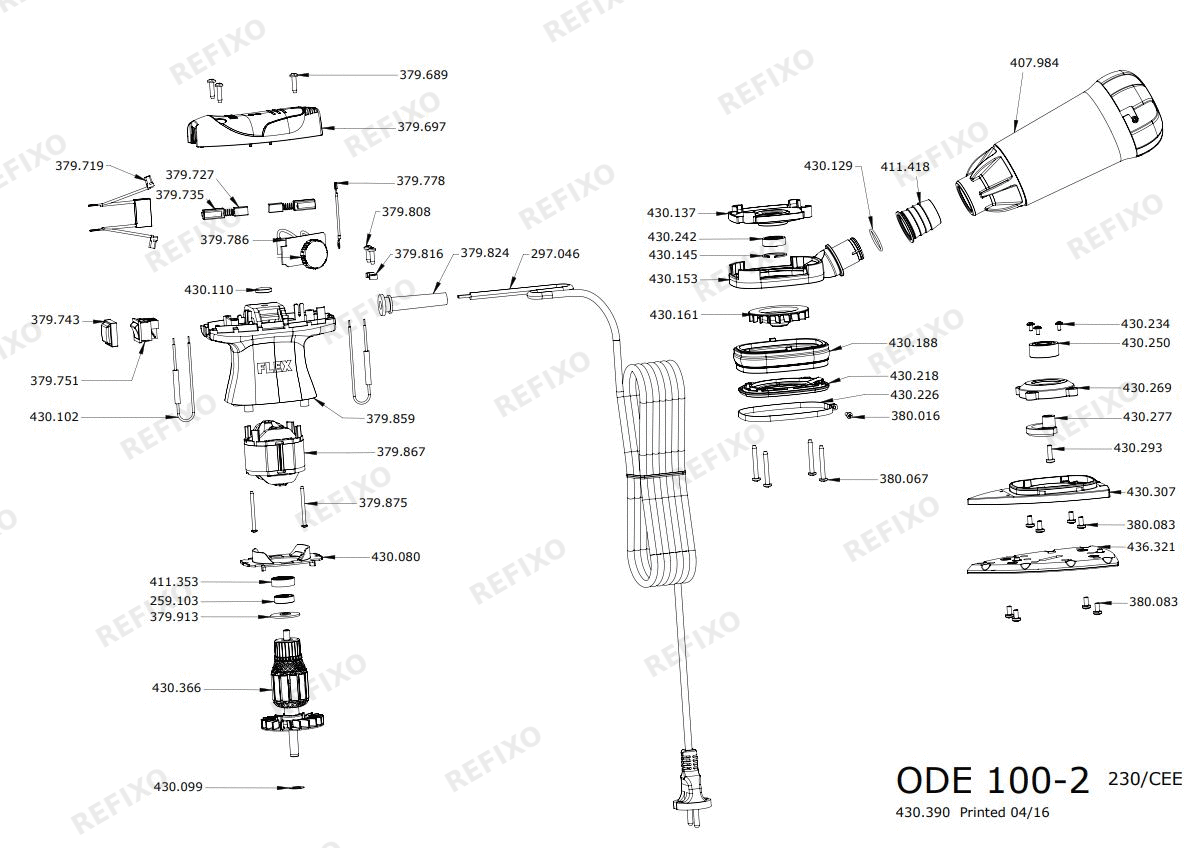 Flex ODE 100-2 набор 230CEE — схема запчастей
