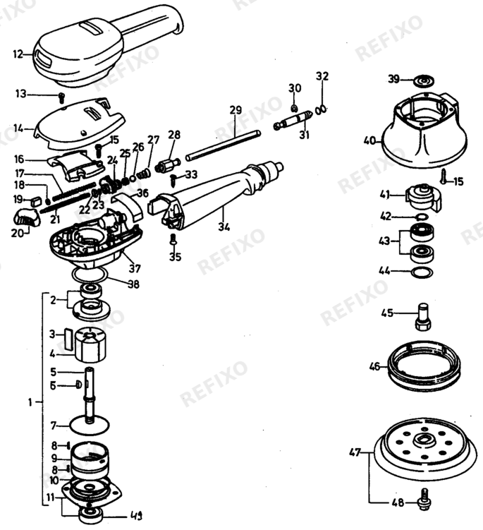 Festool LEX 1257G - Druckluft- эксцентриковая шлифмашина 692047 — схема запчастей