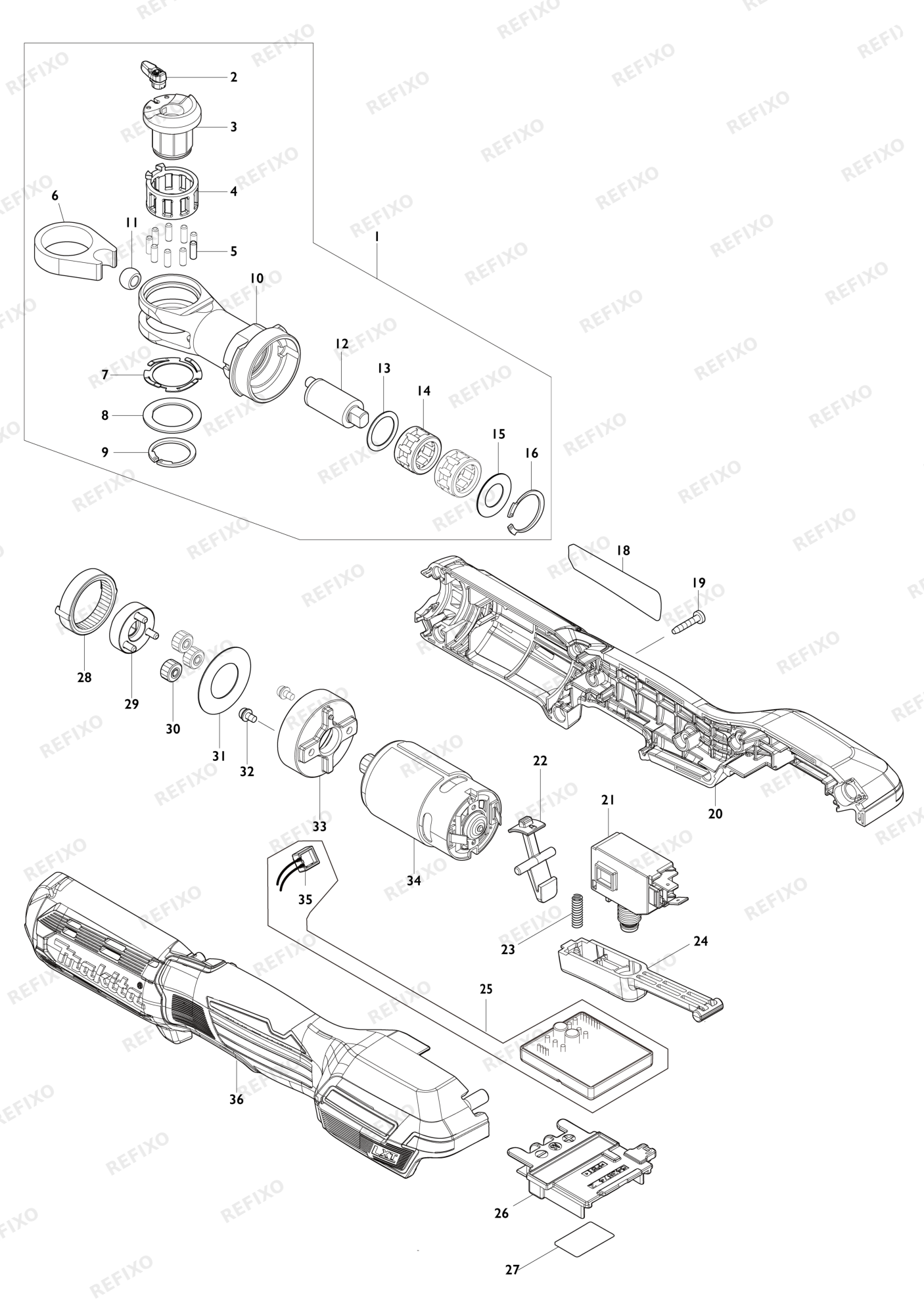 MAKITA DWR180 — схема запчастей