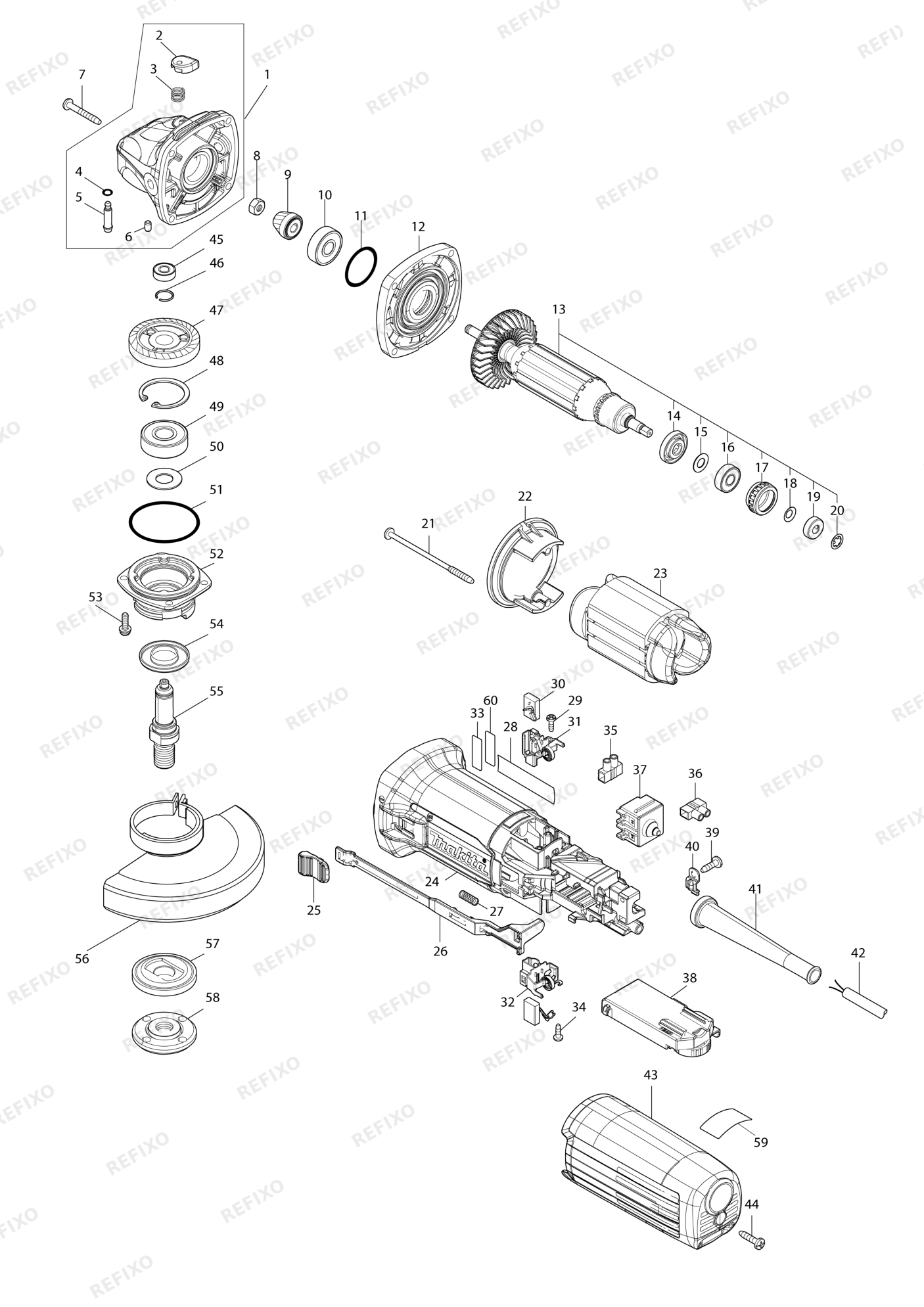 MAKITA GA4600 — схема запчастей